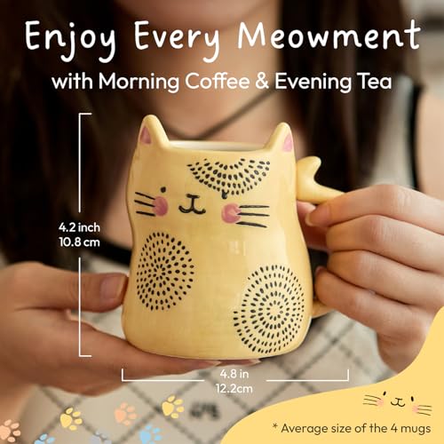 Cat Coffee Mugs Set of 4 (4 Count)