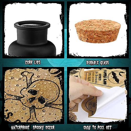 3 Pcs Halloween Vintage Glass Potion Bottles with Cork Lid