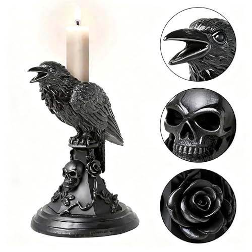 Gothic Black Cat Candle Holder Statue