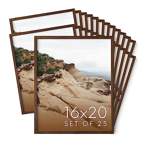 16x20 Walnut Oak Wood Picture Frames Set of 25