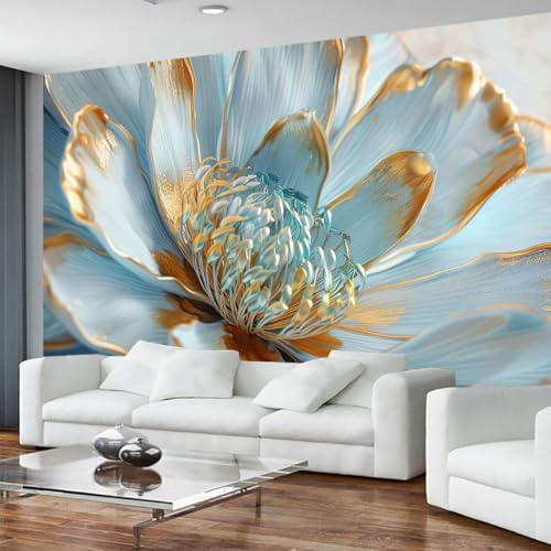 Artificial Sunflower Floral Wallpaper with Green and Gold Floral