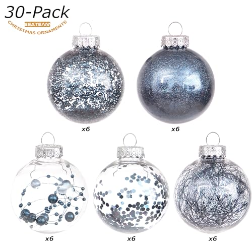 30 Pack Clear Christmas Ball Ornaments with Fillers (30 Count)