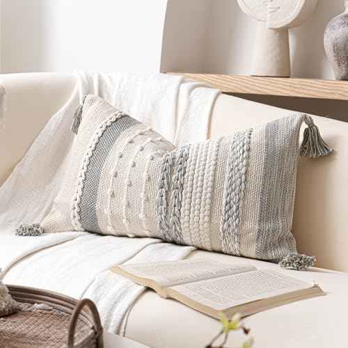 Gray Decorative Lumbar Pillow Cover 12x20