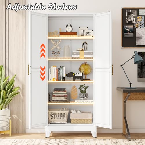 Metal Pantry Cabinet with 2 Doors and Adjustable Shelves
