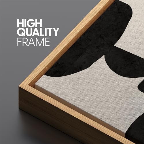 Large Framed Canvas Print Wall Art Modern Abstract Black and White Shapes Antique Retro Fine Art Illustrations Decorative Colorful for Bedroom