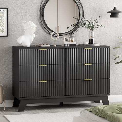 Fluted Dresser for Bedroom with 6 Drawers