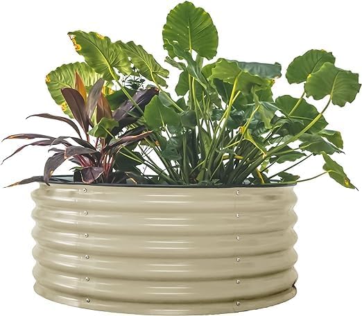 17" Tall 42" Round Raised Garden Bed Metal Raised Bed Planter Box for Vegetables Flowers Patio