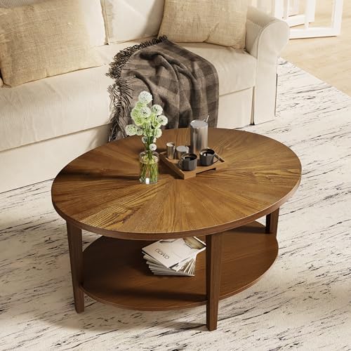 Solid Wood Oval Coffee Table for Living Room