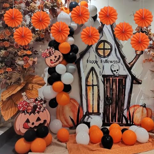 Orange Birthday Decorations DIY Orange Paper Fans Hanging Decoration 8in