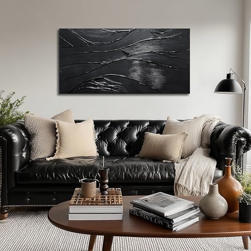 Abstract Painting Wall Art For Living Room Black Painting Wall Decor For Bedroom Modern Wall Art For Bathroom Size 20 x 40 Inch