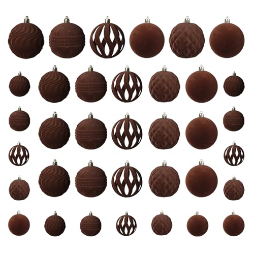 36PCS Brown Velvet Christmas Ornaments Set (36 Count)