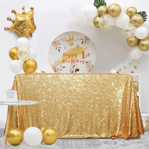 Sequin Tablecloth 60x102 Inch Gold for Wedding Party