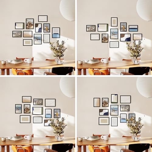 Black Oak Wood Gallery Wall Tabletop Frames Made with Real American Oak and Shatter (11 Count)