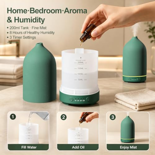 200ML Ceramic Essential Oil Diffuser for Home