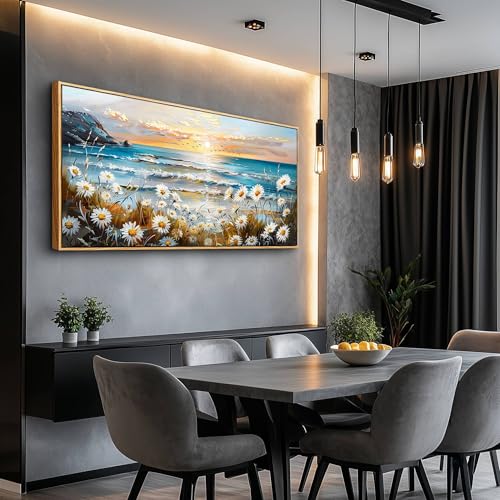 Large Canvas Print Wall Art Farmhouse Bedroom Wall Decor For Living Room Restaurant Office Flowers Marine Landscape Painting Nature Beach picture Artwork Poster Modern Home Decor 24x48 In
