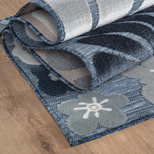 Outdoor Rug 8x10 Modern Floral Tropical Area Rugs for Outdoor and Indoor Patio Easy to Clean Non Shedding Living Room Porch Garden Washable Outside Carpet (80 Sq Ft)
