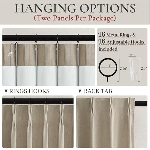 100% Blackout Viral Curtains 84 Inch Length 2 Panels Set Farmhouse Style for Bedroom Windows