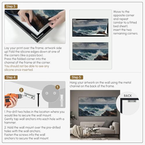 36"x72" Extra Large Framed Wall Art Rocky Seashore with Crashing Waves and Moody Sky for Home Living Room Bedroom Decor