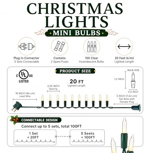 Warm White Christmas Lights (21 Foot)