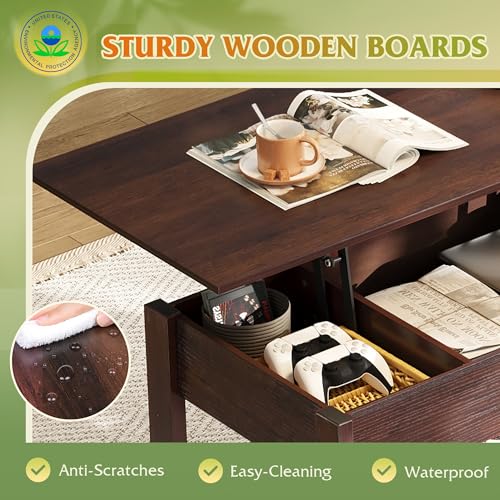 Lift Top Coffee Table with 2 Drawers