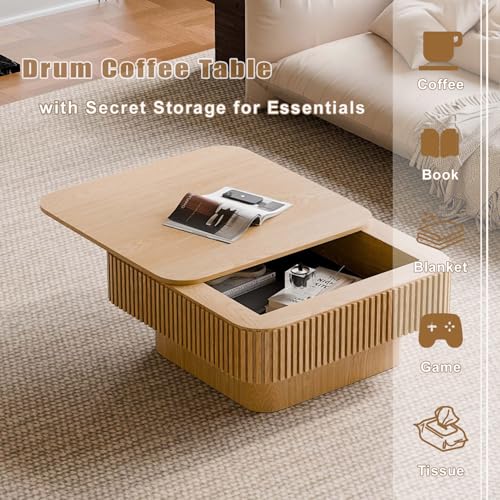 Square Small Coffee Table with Storage