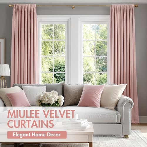 Light Pink Blackout Velvet Curtains Drapes 84 Inch Long 52"x84" (2 Count)