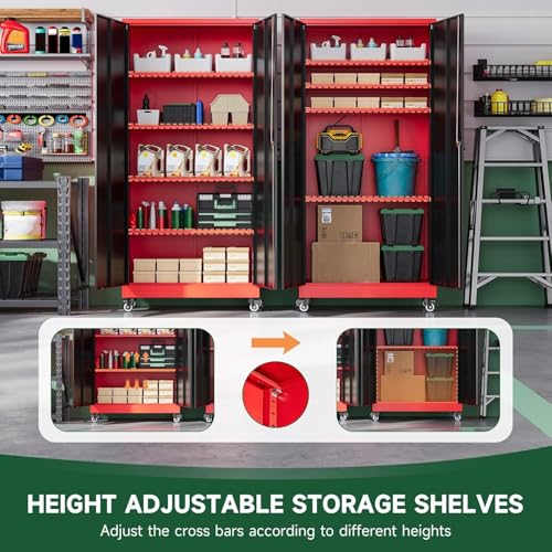 Metal Garage Storage Cabinets with Lock Door and Adjustable Shelves