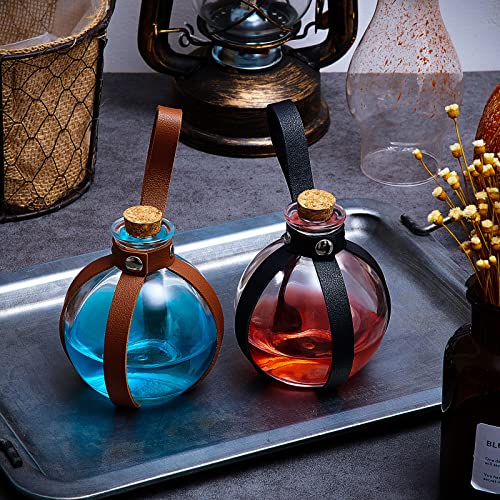 6 Pcs Halloween Glass Potion Bottles with Cork Belt (6 Count)