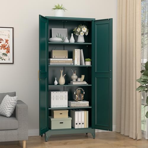 75”Metal Pantry Storage Cabinet with Doors & 4 Adjustable Shelves