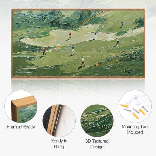 3D Textured Green Golf Course Framed Canvas Wall Art 40x20 Inch