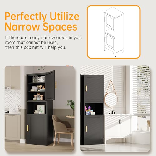 Tall Narrow Storage Cabinet 66.93" H Tall Bathroom Cabinet Metal Pantry Cabinets