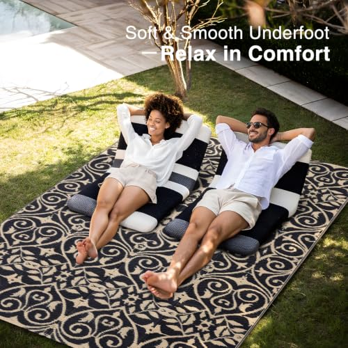 Outdoor Rug 5x8 ft Waterproof Reversible Floral Mat
