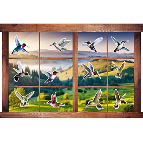 24 Pack Large 6" Static Cling Window Decorations Hummingbirds (24 Count)