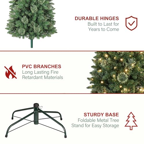 7.5 ft Slim Prelit Christmas Tree with Pine Needle