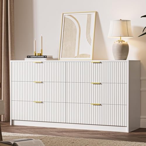 White 6 Drawer Dresser for Bedroom