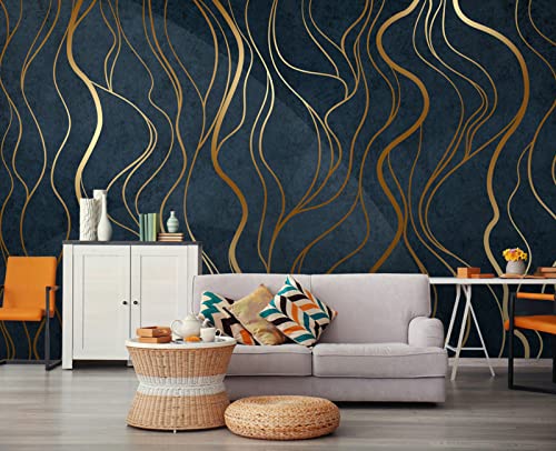 Simple Golden Lines wall Mural Wallpaper for Bedroom 137" x 100" (95.12 Sq Ft)