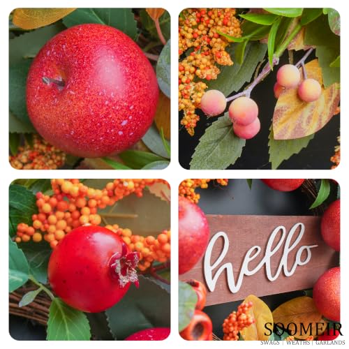 Fall Wreaths for Front Door 24 Inch Autumn Rustic Harvest Apple Wreath