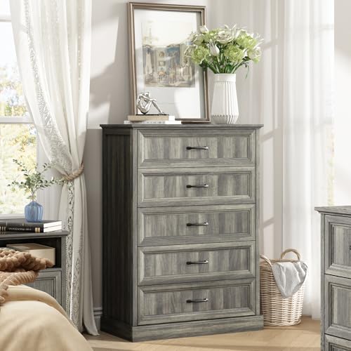 Farmhouse 5 Drawer Dresser for Bedroom