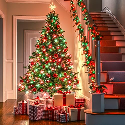 100 LED Connectable Red and Green Christmas Lights with 8 Modes (33 Foot)