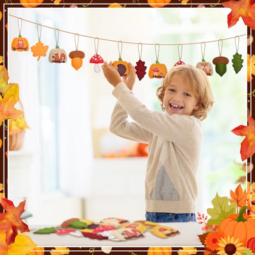 12 Pcs Fall Felt Ornaments Thanksgiving 3D Hanging Tree Decor (12 Count)