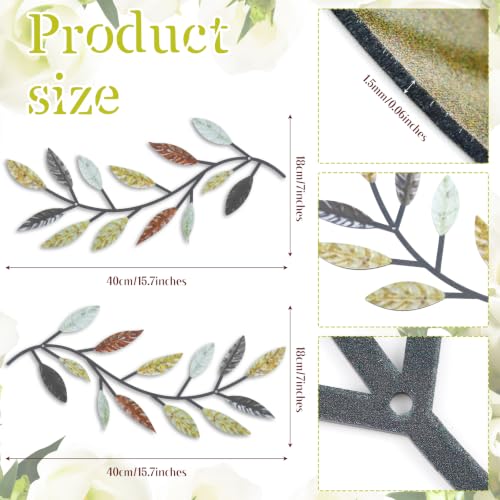 2 Pcs Metal Leaf Wall Art Vine Branch Decor (2 Count)