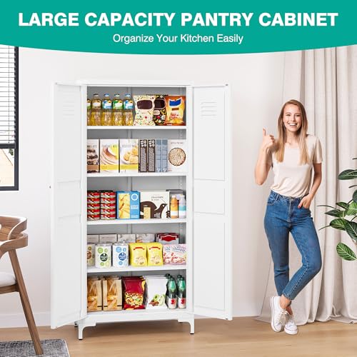 Metal Storage Cabinet with Doors and Shelves