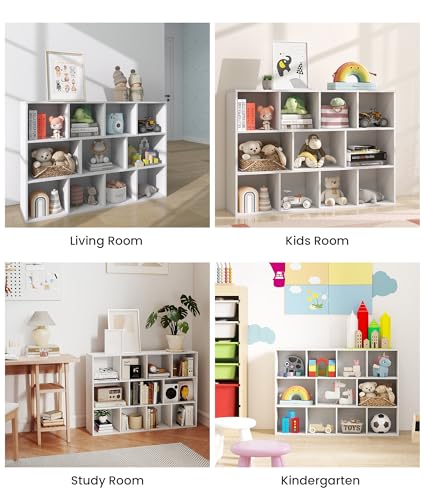 11 Cube White Kids Toy Storage Organizer & Bookshelf