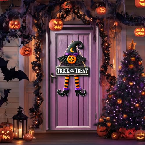 Halloween Door Cover Trick Treat Striped 35x71 Inch Polyester