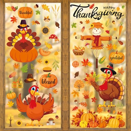 Fall Thanksgiving Window Clings 6 Sheets (6 Count)