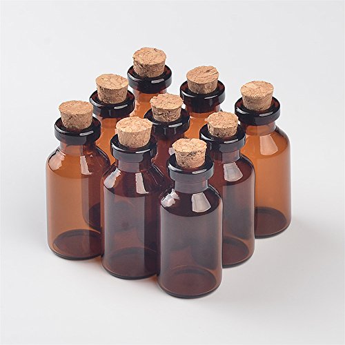 5ml Amber Glass Vials with Cork Empty Brown Tiny Glass Jars Mini Glass Bottles Vials Jars Containers 50units (50 Count)