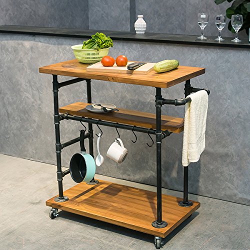 Industrial Portable Kitchen Island on Wheels