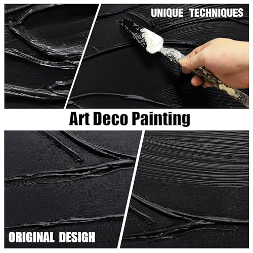 Abstract Painting Wall Art For Living Room Black Painting Wall Decor For Bedroom Modern Wall Art For Bathroom Size 20 x 40 Inch