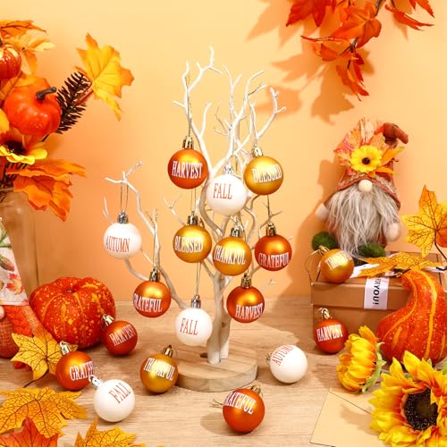 24Pcs Thanksgiving Fall Tree Decorations Hanging Ball Ornaments (24 Count)