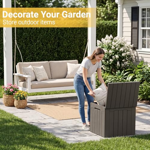 33 Gallon Resin Deck Box All Weather Outdoor Storage Boxes